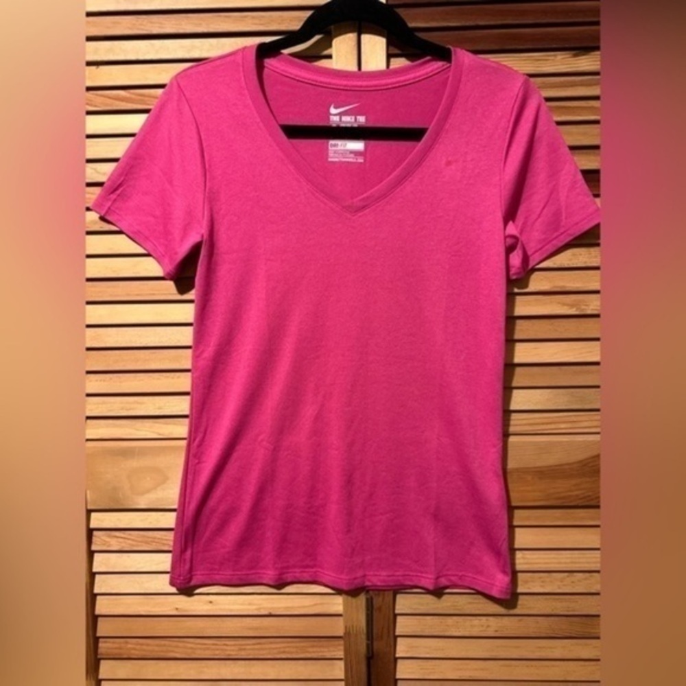 Nike, pink, dry fit, v-neck, tshirt, size small